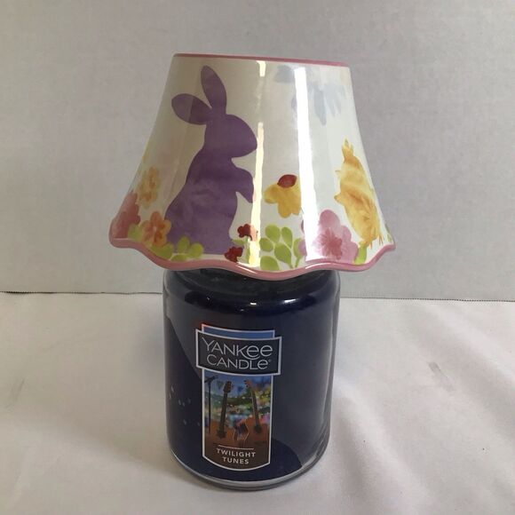 Yankee Candle Ceramic Jar Topper Shade Bunny Floral Large Pink Rim 1280223 - Picture 2 of 9